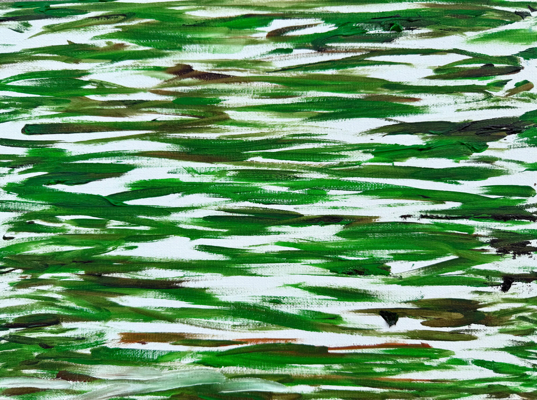 Les ondes et l’eau, peinture à l’huile, 2025.