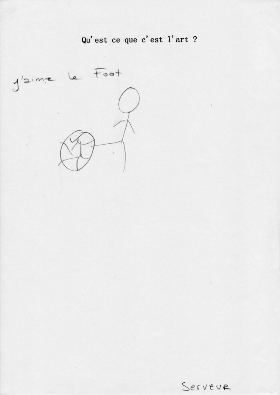 Qu’est ce que (c’est) l’art ? 100 interviews dans la rue, inscription, mot et dessin, 2012.